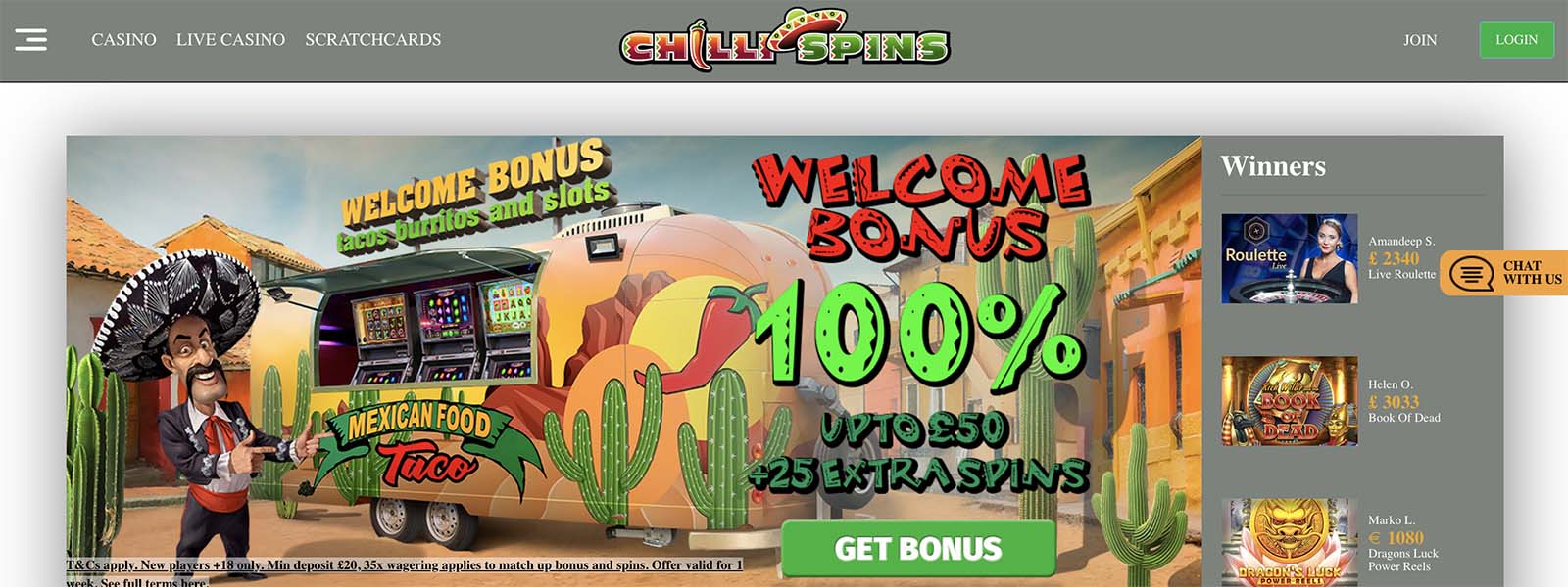 Chilli spins no deposit balance